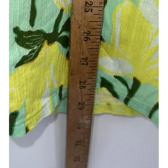 J.Crew Womens XS Swim Cover Up Tunic Dress Yellow Green Floral Print Cotton - Picture 5 of 7